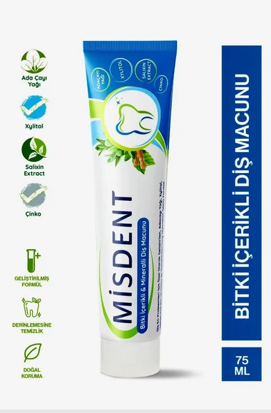 Misdent Bitki İçerikli & Mineralli Diş Macunu 75 ml ürün görseli 1