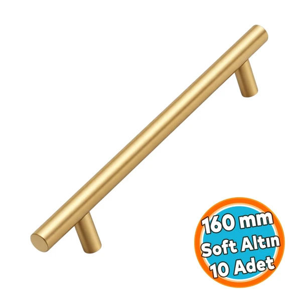 Mobilya Mutfak Dolap Çekmece Dolabı Kulbu Kulpu Kulpları Soft Altın Metal (160 mm) 10 Adet ürün görseli 1