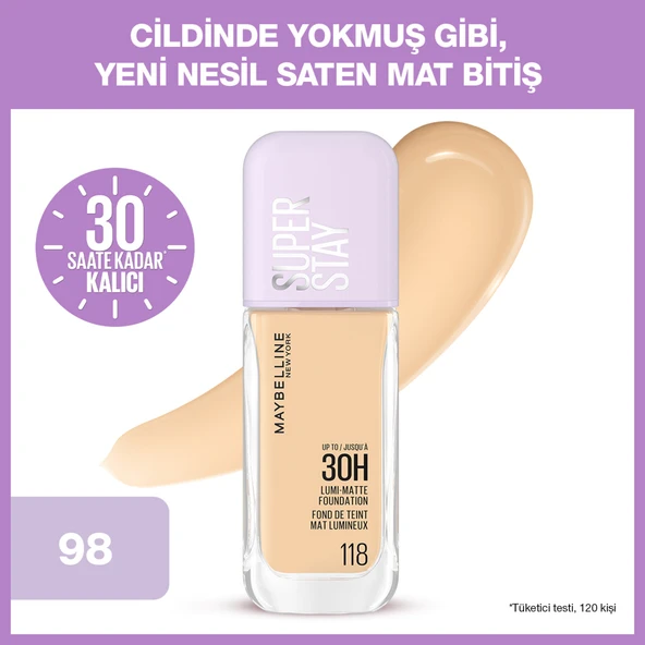 Maybelline New York Super Stay Lumi Matte Fondöten - 118 ürün görseli 1