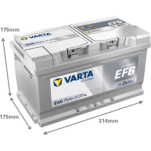 VARTA E46 12V 75 AH  EFB AKÜ - Resim 2