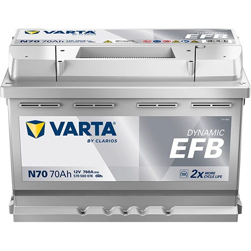 VARTA N70 12V 70 AH EFB  AKÜ ürün görseli 1