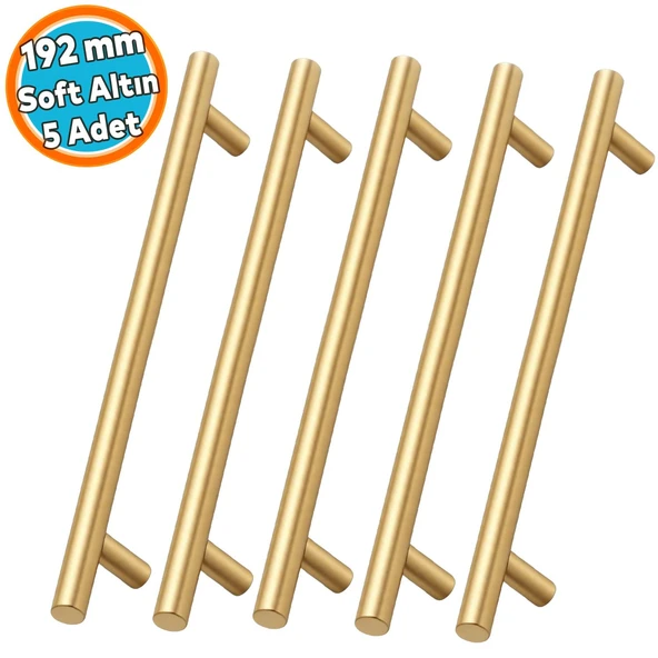 Soft Altın Metal (5 Adet) Mobilya Mutfak Dolap Çekmece Dolabı Kulbu Kulpu Kulpları 192mm ürün görseli 1
