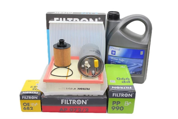 Opel / Corsa D Filtron 1.3 Dizel Motor Bakım Seti 2007-2009 Yağ Filtresi Tırnaklı Gm 5W30 4 LT Yağlı ürün görseli 1