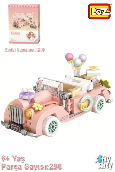 Loz Mini Block Serisi/ Pembe Araba -LZ4210 (290 Parça) Oyuncak Yapım Seti FFLOZ-4210FF ürün görseli 1