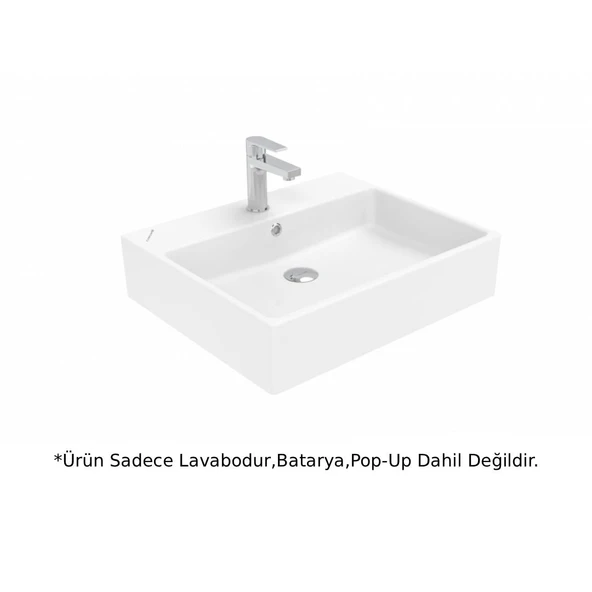 Creavit NX260 Next Tezgah Üstü Kare Lavabo Beyaz 60cm ürün görseli 1