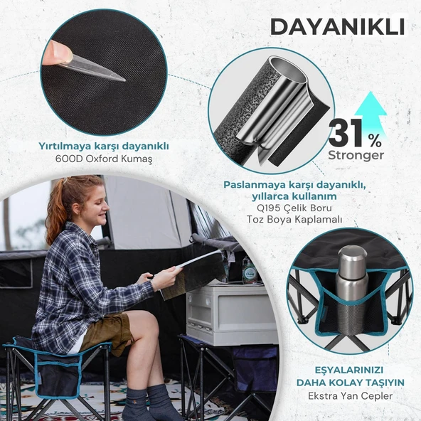 Fundango Cozy Stool Plus Ultra Konforlu Destekli Katlanır Tabure Black - Resim 4