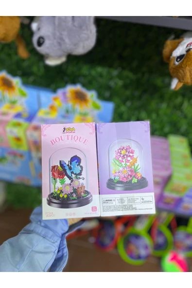Mevsimsiz Çiçek Kelebek ve Çiçekli Cam Fanus lego çift hobi zeka [229 Parça ] ürün görseli 1
