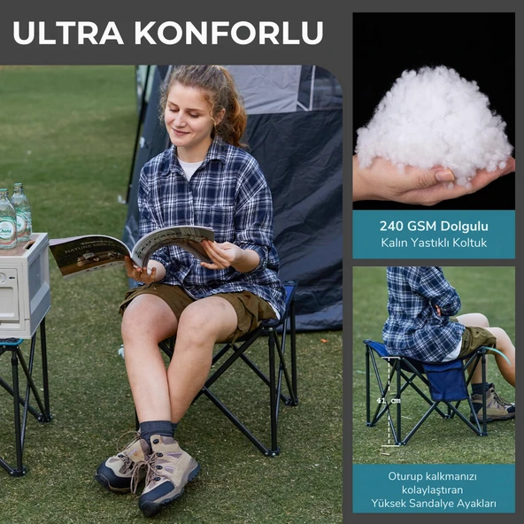 Fundango Cozy Stool Plus Ultra Konforlu Destekli Katlanır Tabure Black - Resim 3