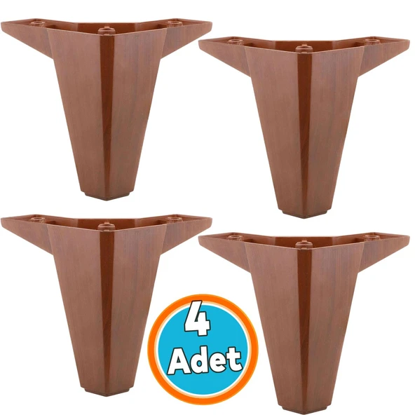 4 Adet Lüks Mobilya Kanepe Sehpa TV Ünitesi Koltuk Ayağı 12 cm Ahşap Desenli Kahverengi Baza Ayak ürün görseli 1