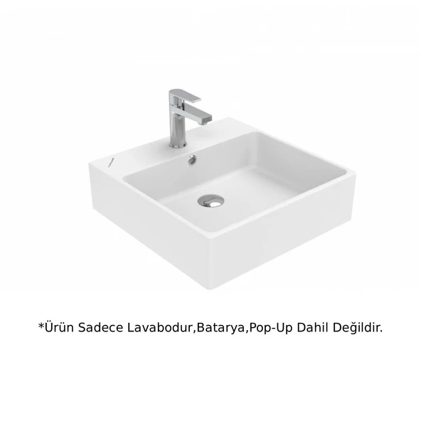 Creavit NX256 Next Tezgah Üstü Kare Lavabo Beyaz 50cm ürün görseli 1