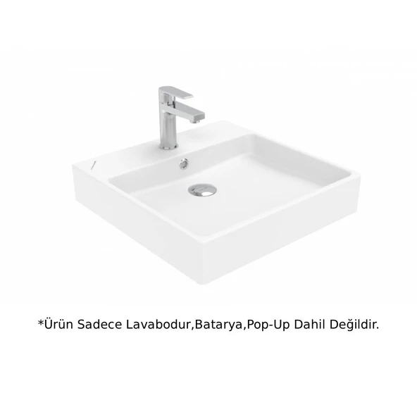 Creavit NX255 Next Tezgah Üstü Kare Lavabo Beyaz 50cm ürün görseli 1