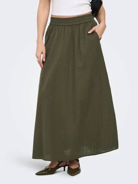 15372613 ONLTIZANA LONG SKIRT WVN NOOS - Resim 4