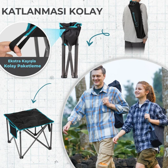 Fundango Cozy Stool Plus Ultra Konforlu Destekli Katlanır Tabure Black - Resim 6