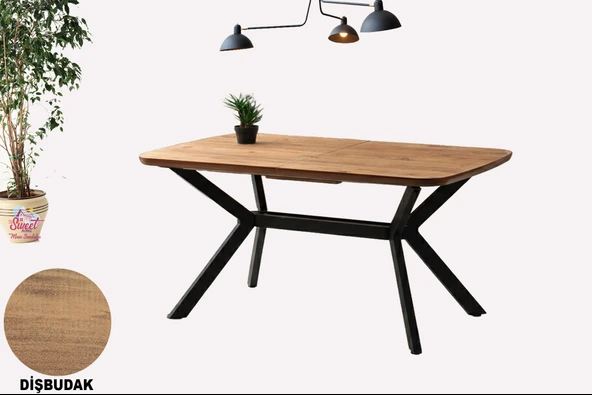 Anka Açılır Mdf Masa Tesla Metal Ayak Mutfak,Salon,Yemek Odası Masası 80x130 cm ürün görseli 1