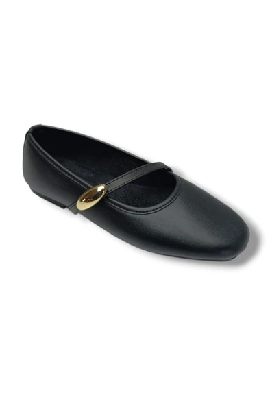 Ceylan Shoes 123-26 Cilt Deri Tokalı Tek Bantlı Anatomik Kadın Babet ürün görseli 1