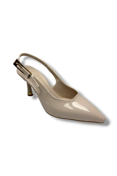 Ceylan Shoes 421-26 Rugan Deri Arkası Açık İnce Topuk Kadın Stiletto ürün görseli 1