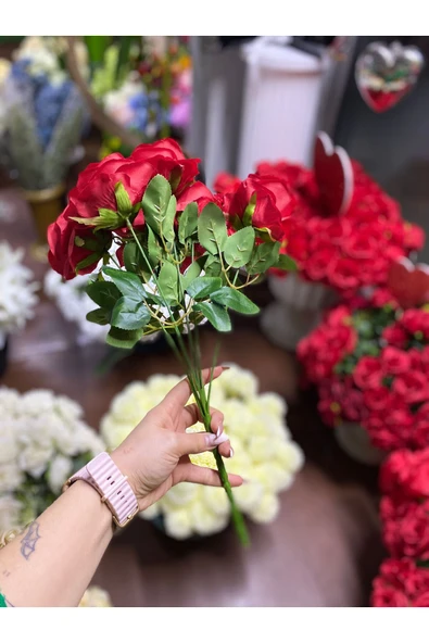 Mevsimsiz Çiçek [Yapay Çiçek] 11'li Demet Gül dekorasyon vazo saksı hobi bahçe dekor ürün görseli 1