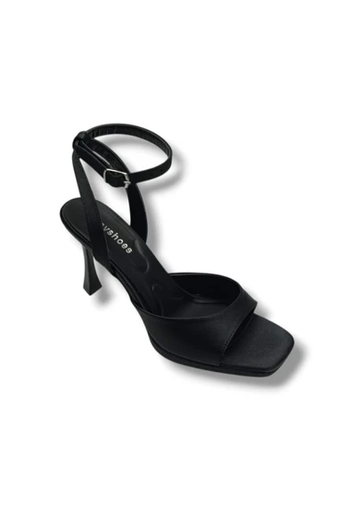 Erbay 603-26 Parlak Saten Tek Bant Orta Boy Topuk Kadın Sandalet(10cm) ürün görseli 1