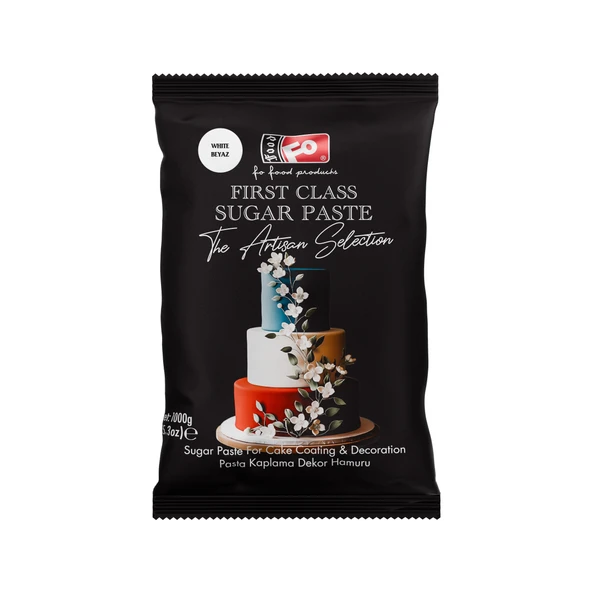 Beyaz First Class Kaplama, Dekor ve Çiçek Yapımı için Şeker Hamuru 1 kg ürün görseli 1