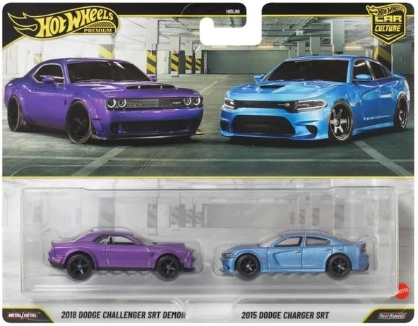 Hot Wheels Premium Car Culture 2018 Dodge Challenger Srt Demon & 2015 Dodge Charger Srt ürün görseli 1