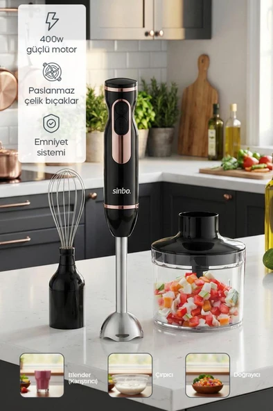 Sinbo SHB-7529 Çok Fonksiyonlu El Blender Seti – Doğrayıcı & Çırpıcı Aparatlı ürün görseli 1