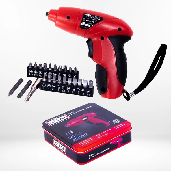 ATTLAS ATB 3.6 AKÜLÜ VİDALAMA 3.6V 25 PARÇA METAL KUTU ürün görseli 1