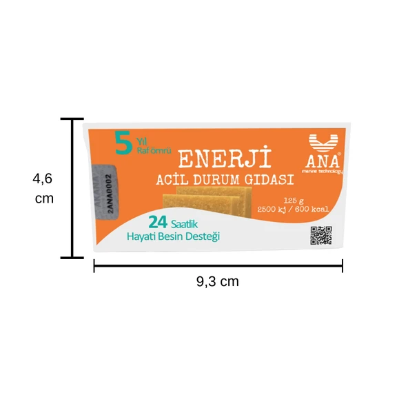 ANA Enerji Acil Durum Gıdası 125g   2500 kj   24 Saatlik Besin Desteği ürün görseli 1