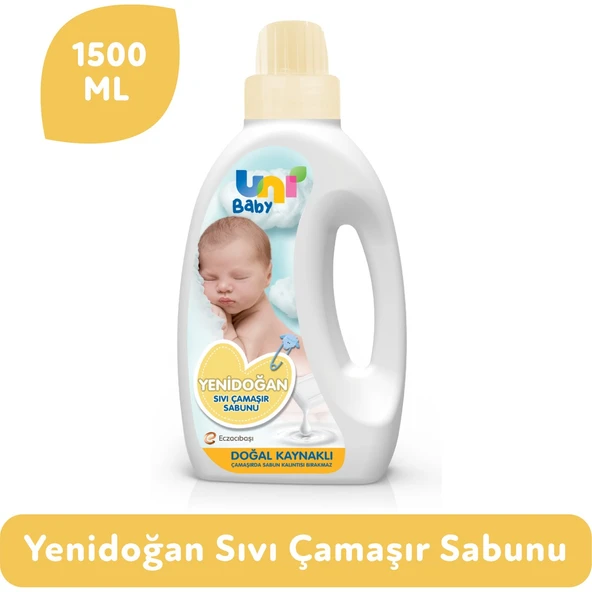 Uni Baby Yenidoğan Bebekler İçin Sıvı Çamaşır Sabunu 1500 ml – Hassas Ciltlere Uygun Güvenli Temizlik ürün görseli 1
