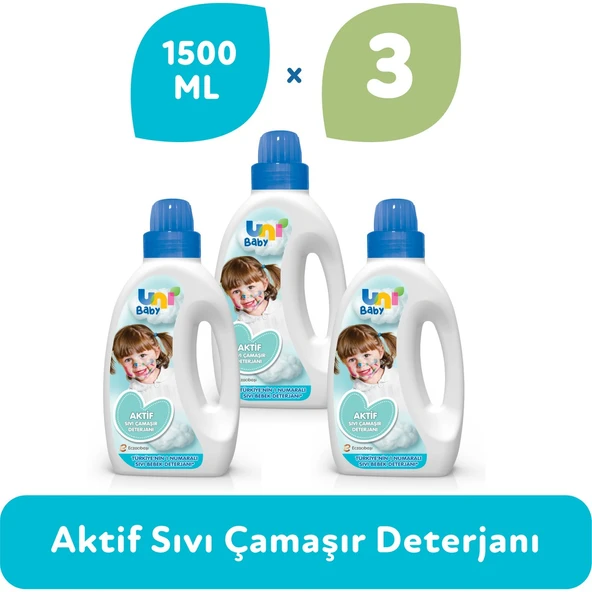 Uni Baby Çamaşır Deterjanı aktif 1.500 ml 3'lü Ekonomik Fırsat Paketi ürün görseli 1