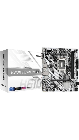 ASROCK H610M-HDV M.2+ D5 5600MHZ Ddr5 Soket 1700 M.2 USB 3.2 HDMI Matx Anakart H610M-HDV M.2+ D5 ürün görseli 1