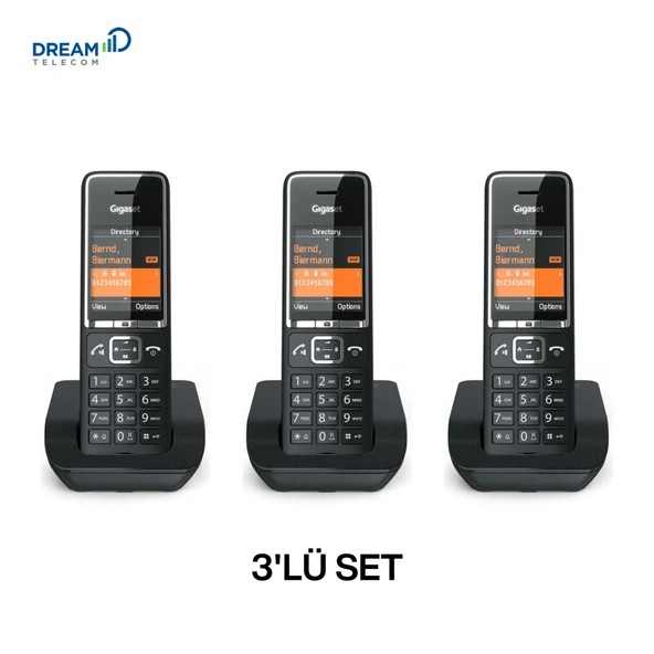 Gigaset Comfort 550 Siyah Dect Telefon 3'lü Set ürün görseli 1