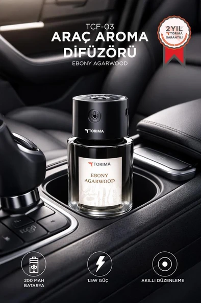 Araç İçi Aroma Difüzörü Hava Nemlendirici Lazerli Şarjlı Oda ve Araba Kokusu TCF03 Ebony Agarwood ürün görseli 1