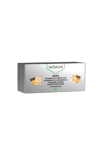 VeNatura D3K2 ( D3 1000 IU ) Vitamin 60 Kapsül ürün görseli 1