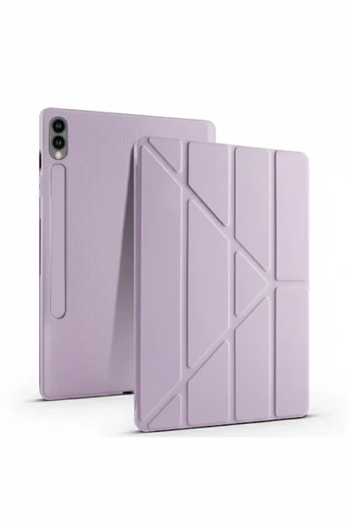 Samsung Galaxy Tab S9 Fe Plus 12.4 Uymlu Standlı Kalem Bölmeli Akıllı Kılıf  Smoke Purple ürün görseli 1