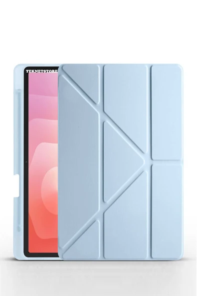 Samsung Galaxy Tab S11 11 Inç SM-X730 Uyumlu Kılıf Standlı Kalem Bölmeli Akıllı Trifolding Kapak  Mavi ürün görseli 1