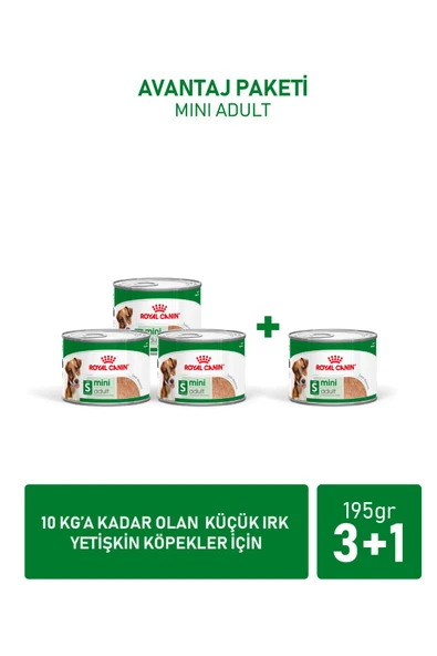 Mini Adult Küçük Irklar için Yaş Konserve Köpek Maması 3 + 1 Hediye 195 Gr ürün görseli 1