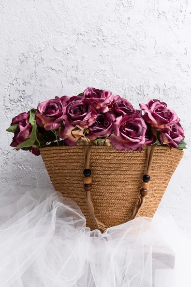 Yapay Yapraklı Gül 9 Dallı 40 Cm - Resim 5