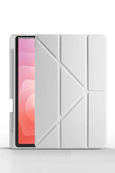 Samsung Galaxy Tab S11 11 Inç SM-X730 Uyumlu Kılıf Standlı Kalem Bölmeli Akıllı Trifolding Kapak  Gri ürün görseli 1