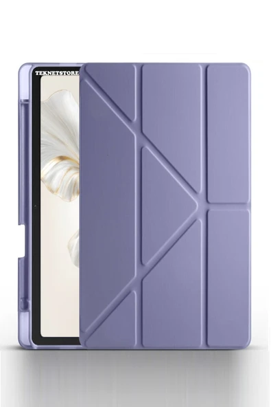 Honor Pad 9 12.1 inch Tablet Uyumlu Kılıf Katlanır Kalemlikli Standlı Uyku Modlu Akıllı Kapak  LAVANTA ürün görseli 1
