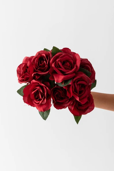 Yapay Yapraklı Gül 9 Dallı 40 Cm - Resim 12