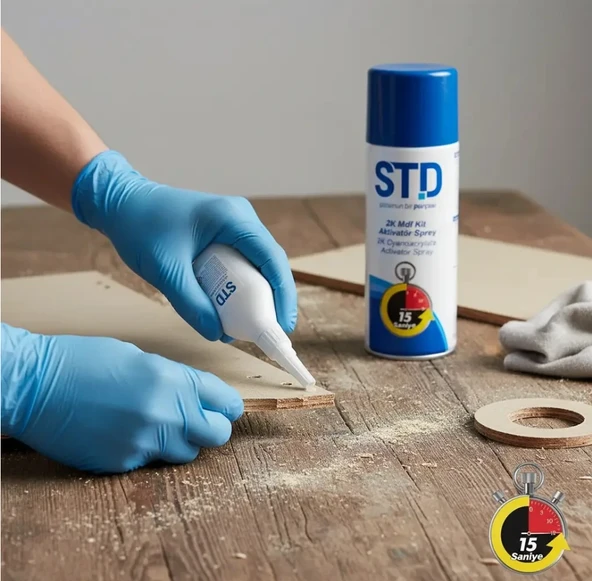 STD MDF KİT HIZLI YAPIŞTIRICI 400ML + 100GR - Resim 2