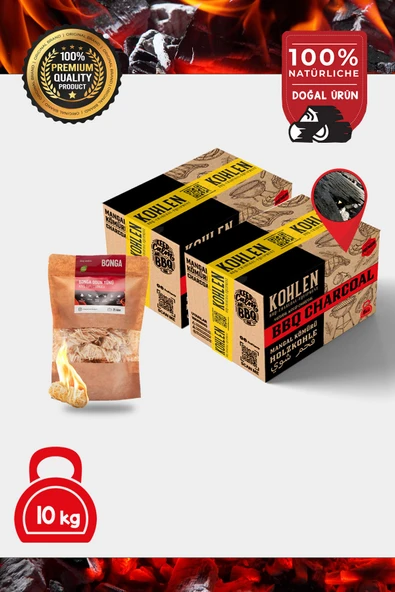 KOHLEN Mangal Başlangıç Seti | 2x 5KG Mangal Kömürü | 700gr Bonga Tutuşturucu ürün görseli 1
