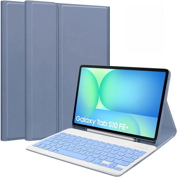 Samsung Galaxy Tab S10 Fe Plus 13.1 Klavyeli Kılıf Q Türkçe Kalem Bölmeli Bluetooth Özellik Standlı  LAVANTA ürün görseli 1