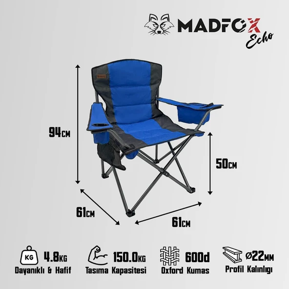 Madfox Echo Katlanır Kamp Sandalyesi Mavi - Resim 4