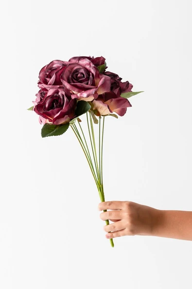 Yapay Yapraklı Gül 9 Dallı 40 Cm - Resim 4