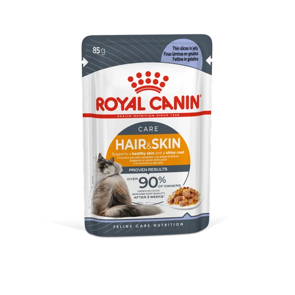 Hair&Skin Tüy ve Deri Sağlığı için Jöle İçerisinde Yaş Kedi Maması 12 x 85g ürün görseli 1