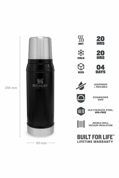 Stanley Classic Legendary Termos | 0.75L Siyah - Resim 3