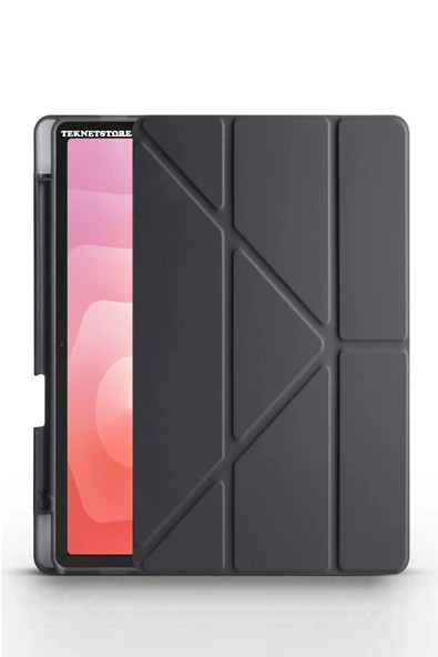 Samsung Galaxy Tab S11 11 Inç SM-X730 Uyumlu Kılıf Standlı Kalem Bölmeli Akıllı Trifolding Kapak  Siyah ürün görseli 1