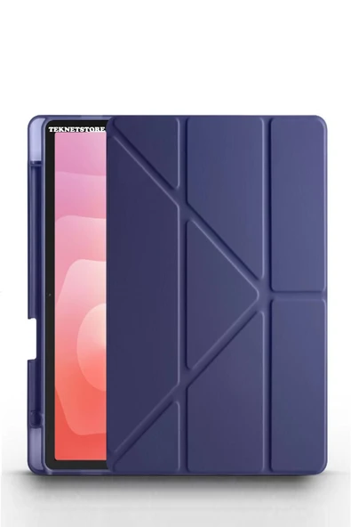 Samsung Galaxy Tab S11 11 Inç SM-X730 Uyumlu Kılıf Standlı Kalem Bölmeli Akıllı Trifolding Kapak  Lacivert ürün görseli 1