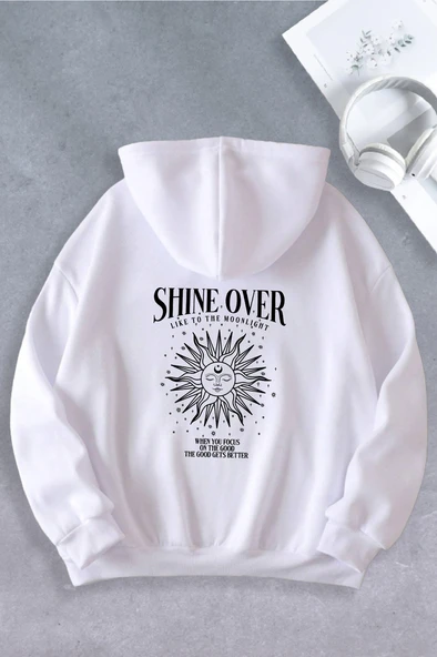 Unisex Kadın Erkek Skymoon Baskılı Oversize Sweatshirt 2İPLİK ürün görseli 1